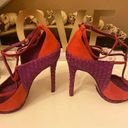 Brian Atwood  PURPLE & ORANGE STILETTO SHOES SIZE 7 Photo 10