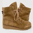 BEARPAW NWOB  Krista Tan Suede Sheepskin Heeled Ankle Boots Photo 3