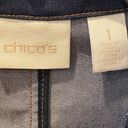 Chico's  Denim Long Line Blazer Jacket Office Party M Blue Photo 7