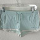 Bebe Vintage Y2K  Low Rise Shorty Shorts Baby Blue Small Rhinestone Logo USA Photo 0