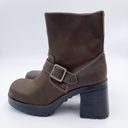 American Eagle Vintage Y2K  Flex Brown Leather Chunky Platform Boots Size 10 Photo 3