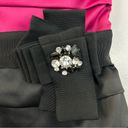 White House | Black Market WHBM Pink/Black Satin Strapless Rhinestone Bodycon Pencil Dress Size 4 Photo 5