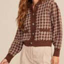 Lush Clothing LUSH Danah Pocketed Crop Houndstooth Cardigan Jewel Buttons Photo 7