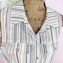 Bebop  Dress Striped Linen Blend Sleeveless Shirt XL Juniors Cream Blue Photo 8