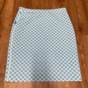 J. McLaughlin  Halle Reversible Skirt Womens Small Scuba Pencil Blue Paisley Geo Photo 6