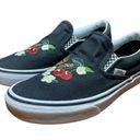 Vans Black  Slip-On Shoes with Cherry, Flower, and Monarch Butterfly Embroidery Photo 1