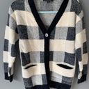 Cyrus Black And White Plaid Fuzzy Button Cardigan Photo 0