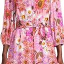 Rachel Parcell  Pink Botanical Floral Long-Sleeve Tiered Shirt Dress Size 12 Photo 0