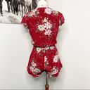 Nordstrom  Red Romper Shorts S Mimi Chica Short Sleeve One Piece Floral Photo 3