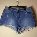 Missguided MISGUIDED Curve Extreme Fray Hem Booty Light Wash Jean Shorts Photo 0