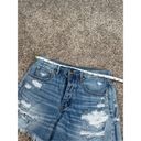 American Eagle  high rise girlfriend jean short distressed denim cut off size 8 Photo 6