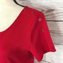 Karen Scott  Sport X-Small Dress Red Stretch Cap Sleeve Button Accent Scoop Neck Photo 3