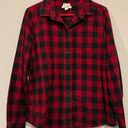 L.L.Bean  Women's Scotch Plaid Flannel Shirt Relaxed Button Down Large Red/Black Photo 0