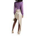 Rococo  Sand Button-Embellished Metallic Georgette Blouse in Purple/Gold Photo 2