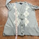 Banana Republic  Grey Argyle Cotton Double V Collar Cardigan Sweater size S Photo 5