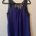 Kirra Purple Sheer Tank with Black Lace Detail Photo 0