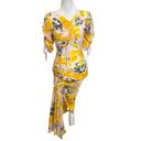 Alice McCALL  Soiree Dress Yellow Saffron Floral Ruched Midi Asymmetrical Size XS Photo 2