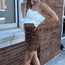 Princess Polly Faux Leather Mini Skirt Brown Size 4 Photo 1