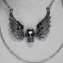 Brand New!! Multilayer skull and angel wings necklace and chain Silver Photo 1