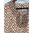 Lands'End  Sleeveless Tunic Top Sz 16P White Rust Orange Geometric Linen Shirt Photo 3