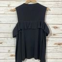 Intermix  Kendall Ruffle Cold Shoulder Sweater -Black - Large Photo 3