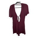 Kendall + Kylie  Burgundy Tie Front Open Back Romper Jumpsuit Shorts Size Small Photo 2