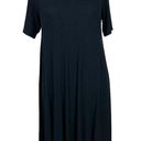 American Eagle  Dress Small Black A-Line Open Back Ribbed Short Sleeve Mock Neck‎ Photo 0