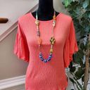 Ten Sixty Sherman  Women's Coral Round Neck Half Sleeve Casual Top Blouse Size L Photo 0