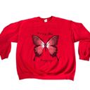 Gildan Red Butterfly Crewneck Pullover Sweater Photo 0