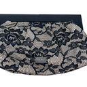 Nine West  Black Floral Lace Clutch With Wood Handles Photo 0