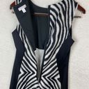 Bisou Bisou ‎ Michele Bohbot Black Tan White Zebra Print Business Size 10 Photo 3