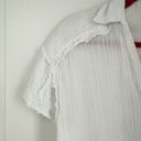 Free People  Shirt XS Full of Light White Short Sleeve Crop Top Collared Sheer Photo 8