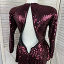 Oleg Cassini Vintage  Sequin Peplum Sheath Party Dress Maroon Red 10 Long Sleeve Photo 6