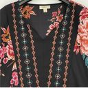 Style & Co  Womens Black Floral Long Sleeve Crochet Paisley Blouse Top Plus Size Photo 2