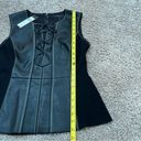 BCBGMAXAZRIA  Kya Faux Leather Lace Up Corset Peplum Tank Top Photo 8