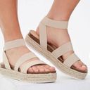 Esprit  Gigi Sandals Cream Size 7.5 Platform Espadrille Ankle Wrap Braided Photo 0