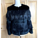 H.I.P. Lumiere Black Contrasting Faux Fur & Feather Length Jacket Coat Sz S Photo 1