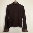 Fred David  BROWN LONG SLEEVE BUTTON COLLAR FLARE CUFF SWEATER BLOUSE TOP Photo 4