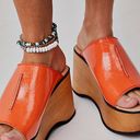 Free People NEW 36/6 $198  Gabriela Clogs Platform Wedge Orange Patent Leather Photo 0