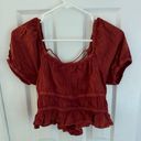 Burnt Orange Lace Up Shirt Size M Photo 0