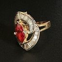 Ruby Vintage Art Deco Style  And Diamond Valentine Costume Ring Photo 6