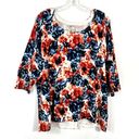 Dress Barn Orange & Blue Floral Printed Half Sleeve Knit Sweater Plus Size 3X Photo 0