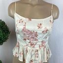 Free People  Ivory Floral Print Sleeveless Cropped Corset Peplum Boho Top XS Photo 0