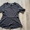 Isaac Mizrahi  Live! Black Peplum Layered Bottom Blouse Size Medium Photo 1