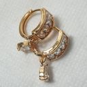 18K Yellow Gold Filled White Zircon Topaz Quartz Hoop Earrings Photo 3