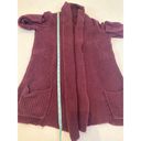 CHAPS  Maroon Tight Knit Open Front Shawl Collar Cardigan Cotton Sz M Pockets Photo 8