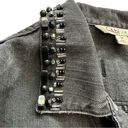 CAbi Jeans Denim Jean Jacket Beaded Rhinestone Bling Collar Black size medium Photo 8