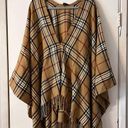 V. Fraas  Plaid Check Checkered Poncho Wrap Fringe Cozy Wrap Warm Oversized Photo 2