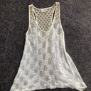 Deletta ANTHROPOLOGIE  Sleeveless Knit Top Ivory Mesh Lace Tank Medium Photo 0