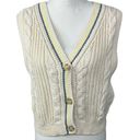 American Eagle Size M Sweater Vest Cream Button Up Cable Knit Academia NEW Photo 0